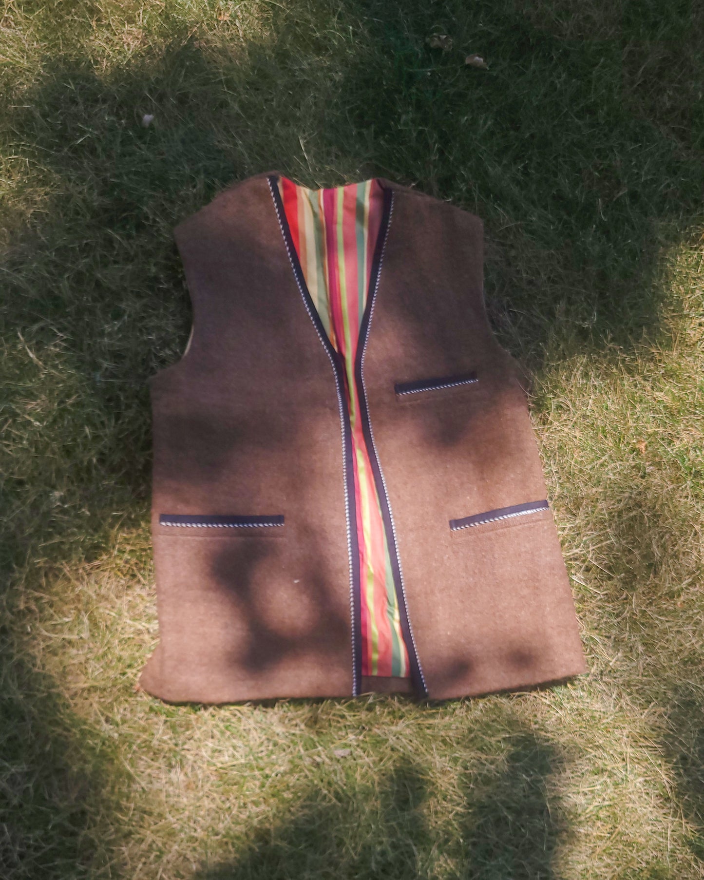 Men's Vest with Handwoven Kravat Fabric Lining