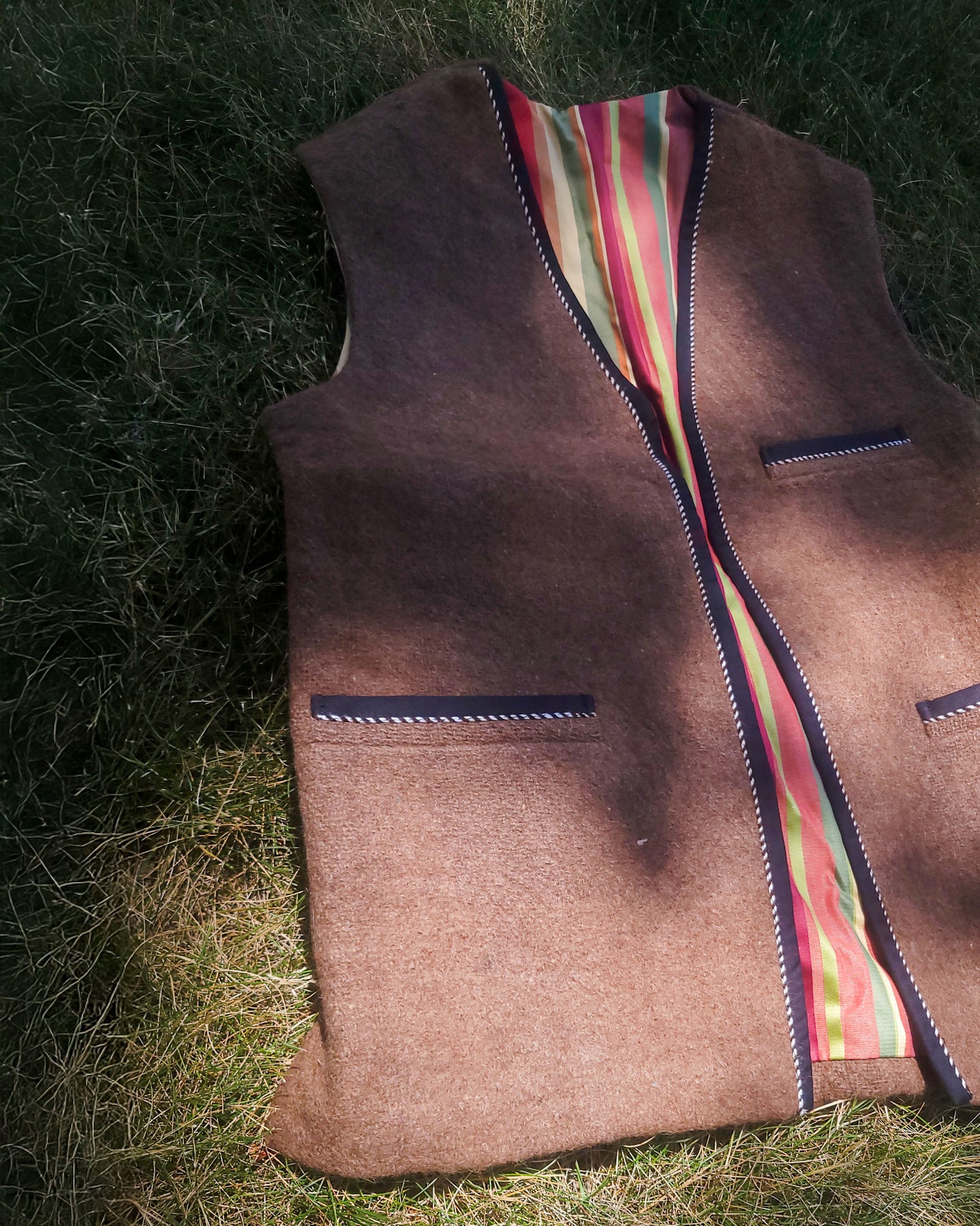 Men's Vest with Handwoven Kravat Fabric Lining