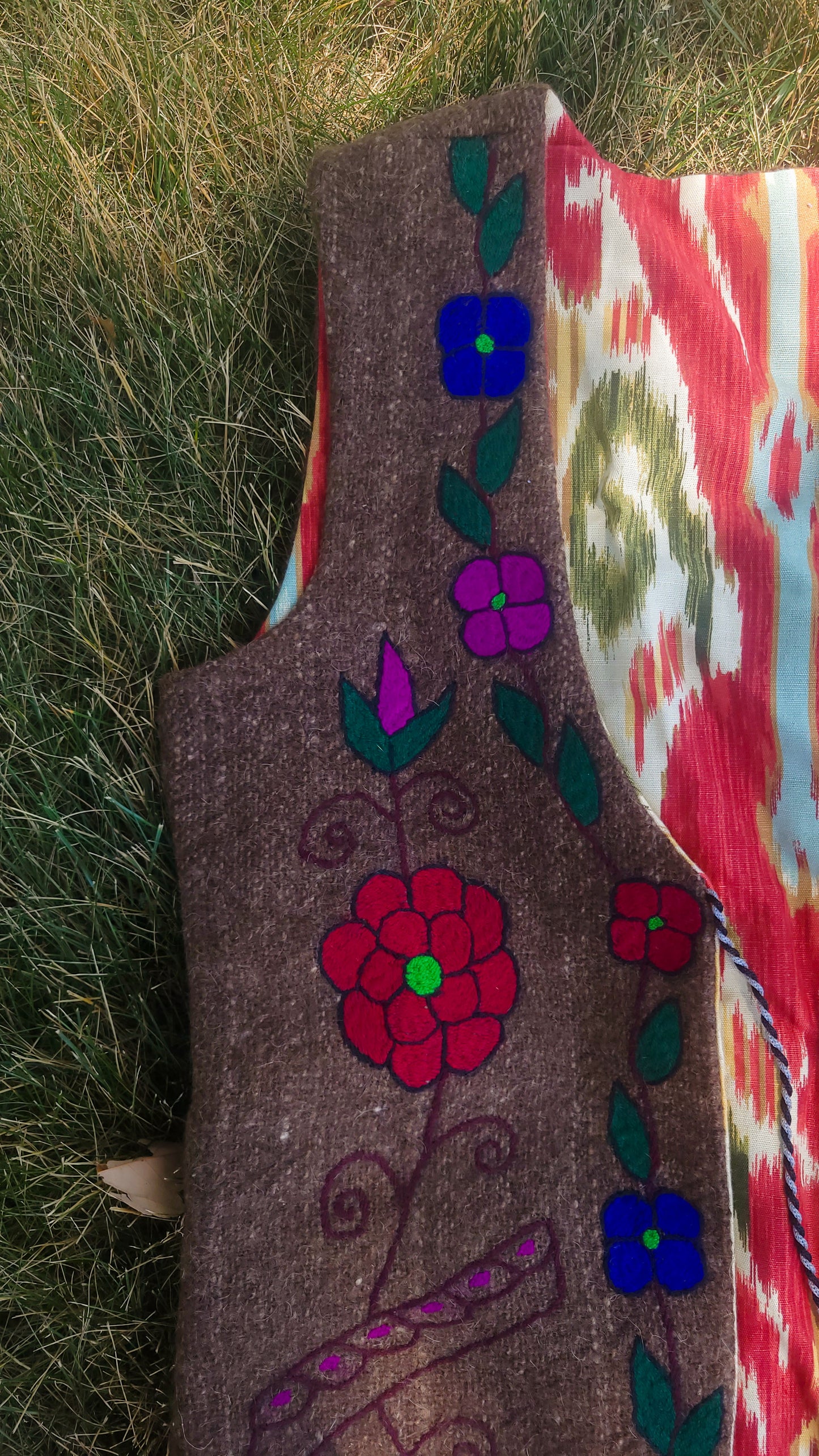 Women's Vest with Handwoven Kravat Fabric Lining